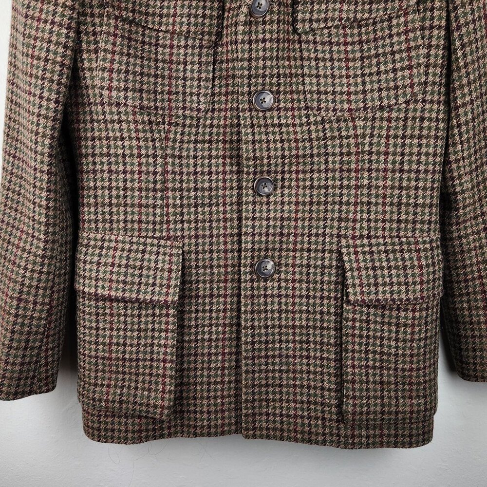 Vintage 90s Ralph Ralph Lauren Brown Houndstooth Wool Jacket Blazer sz 10 - Picture 6 of 12